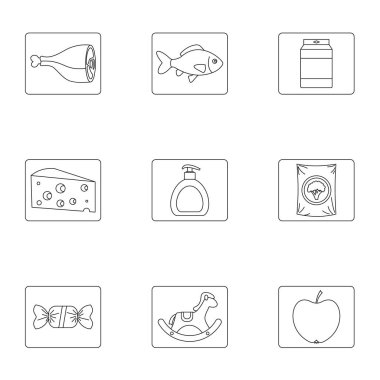 Yemek Icons set, anahat stili