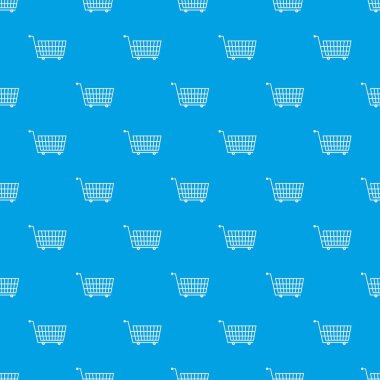 Büyük boş süpermarket arabası desen kesintisiz mavi