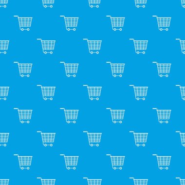 Plastik işleme deseni kesintisiz mavi boş süpermarket arabası