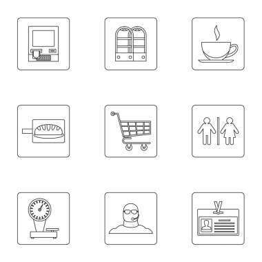 Icons set alışveriş, anahat stili