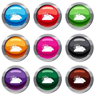 Güneş ve bulut 9 koleksiyonu ayarla