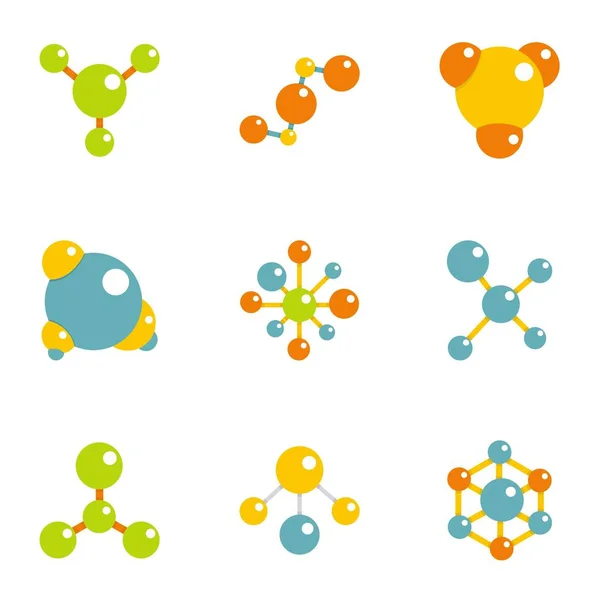 分子连接图标集，平面样式 — 图库矢量图片
