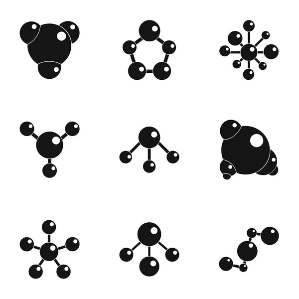 Molekulare Struktur Icons gesetzt, einfacher Stil — Stockvektor