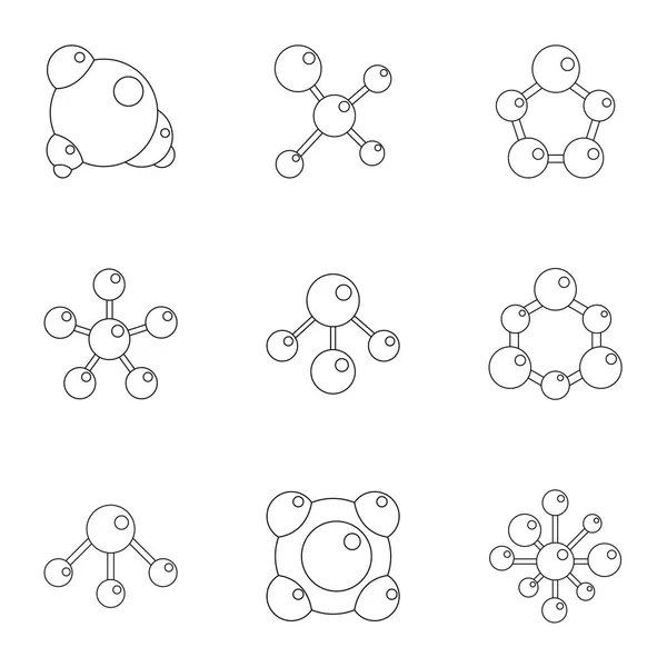 Ensemble d'icônes de connexion moléculaire, style dessin animé — Image vectorielle