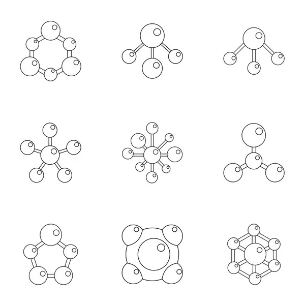 Conjunto de iconos de química molecular, estilo de dibujos animados — Archivo Imágenes Vectoriales