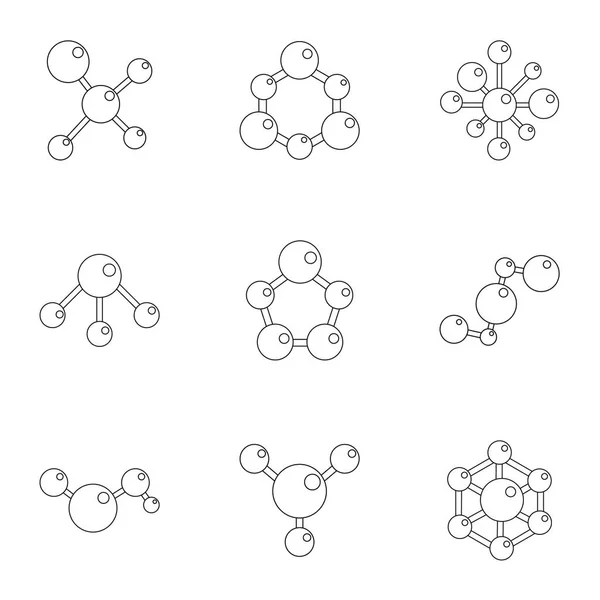 Набір піктограм молекулярної структури, стиль мультфільму — стоковий вектор