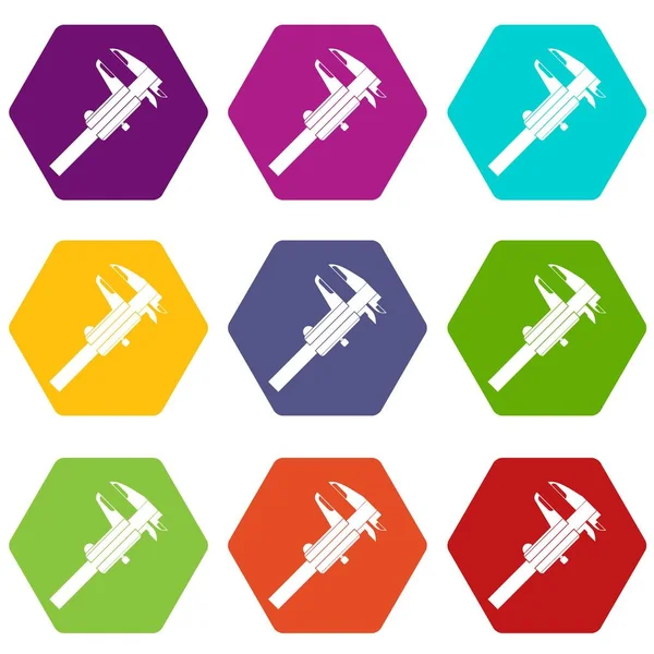Étriers icône set couleur hexaèdre — Image vectorielle