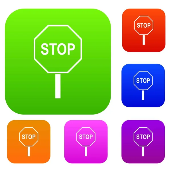 Stop segnaletica stradale raccolta set — Vettoriale Stock