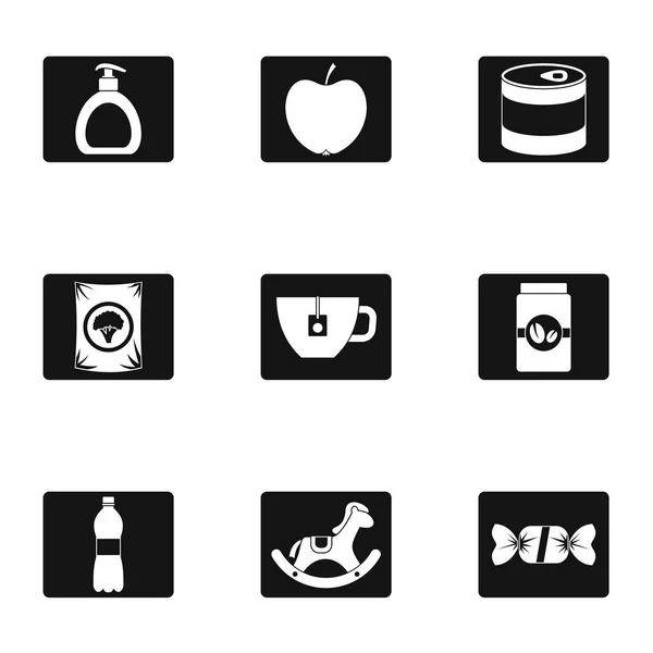 Ensemble d'icônes de repas, style simple — Image vectorielle
