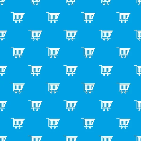 Lege plastic markt trolley patroon naadloze blauw — Stockvector