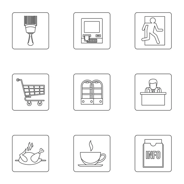 Ensemble d'icônes de commerce, style contour — Image vectorielle