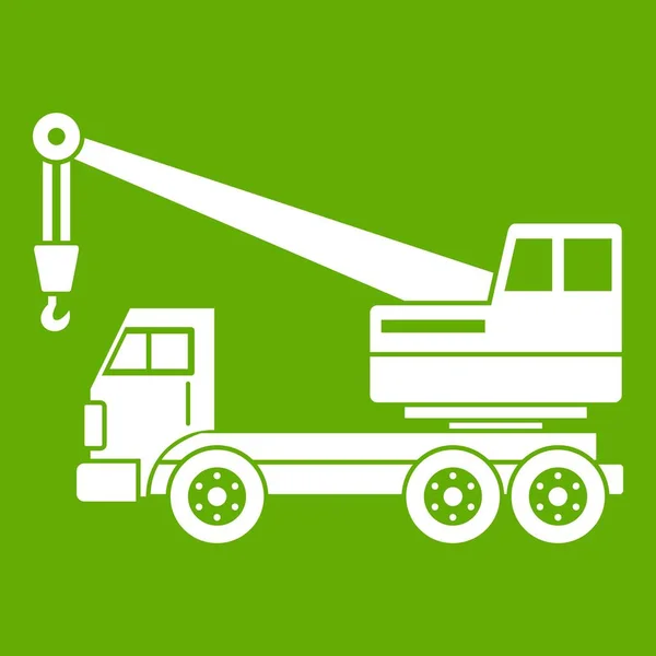 Truck crane icon green — Stock Vector