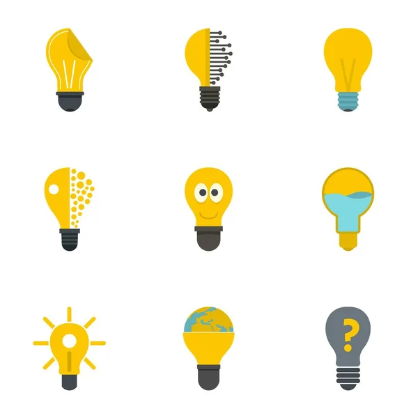 Lightbulb icons set, flat style — Stock Vector