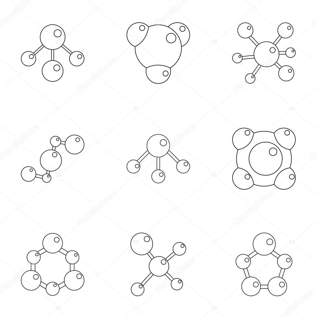 Chemical connection icons set, cartoon style