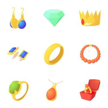 Kral takı Icons set, karikatür tarzı