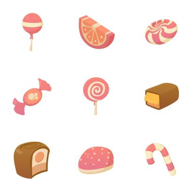 Farklı şeker Icons set, karikatür tarzı