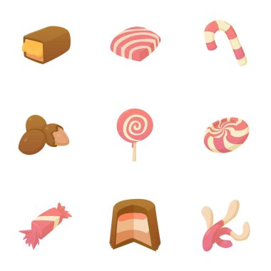 Pembe şeker Icons set, karikatür tarzı