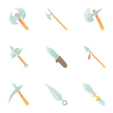 Ortaçağ silah Icons set, karikatür tarzı