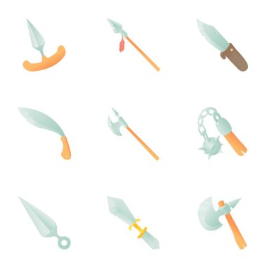 Tarihsel silah Icons set, karikatür tarzı