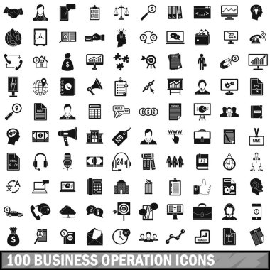 100 iş işlemi simgeler kümesi, basit tarzı