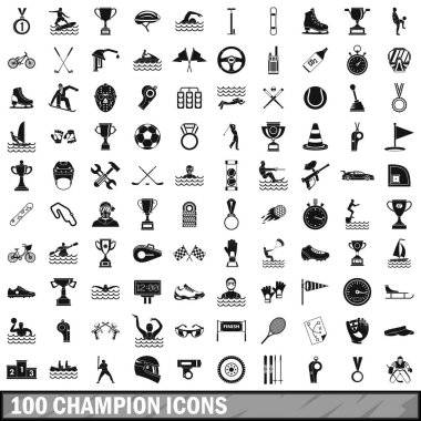 100 şampiyon Icons set, basit tarzı