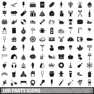 100 parti Icons set, basit tarzı