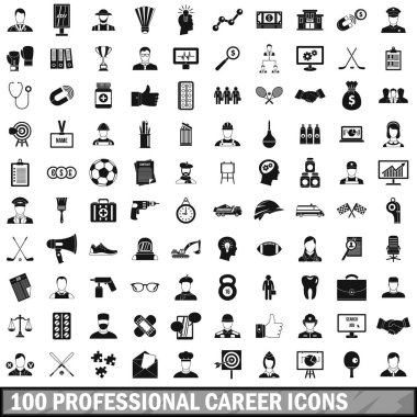 100 profesyonel kariyer Icons set, basit tarzı