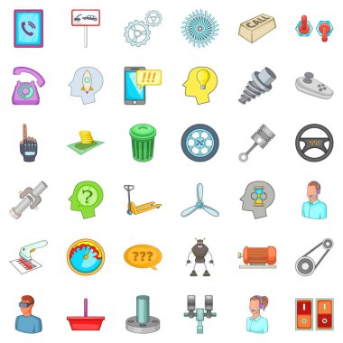 Teknik destek Icons set, karikatür tarzı