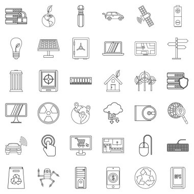 Teknoloji Icons set, anahat stili