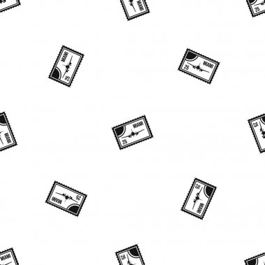 Uçak ve metin Miami içinde desen sorunsuz siyah ile pul