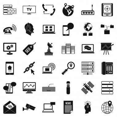 Telekomünikasyon Icons set, basit tarzı