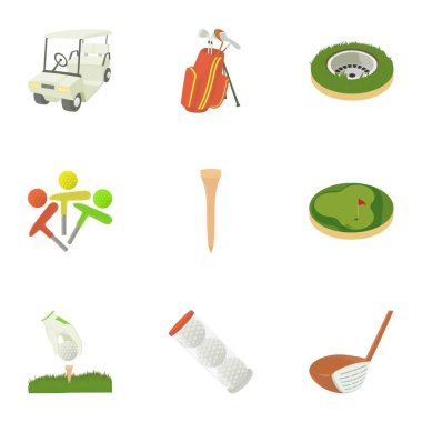 Golf Icons set, karikatür tarzı