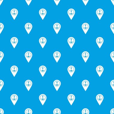 Harita göstergesi sembolü çapa ve deniz limanı ile desen kesintisiz mavi