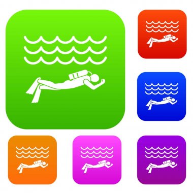 Dalgıç elbisesi dalgıç adam koleksiyonu ayarla