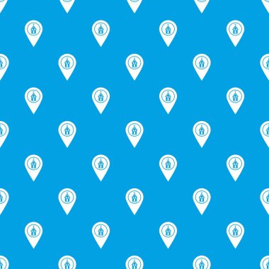 Harita göstergesi ile kilise desen kesintisiz mavi