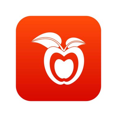 Yaprakları simgesi dijital Kırmızı elma