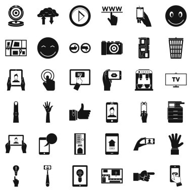 Dokunmatik ekran Icons set, basit tarzı