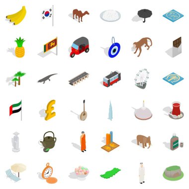 Turizm Icons set, izometrik stili