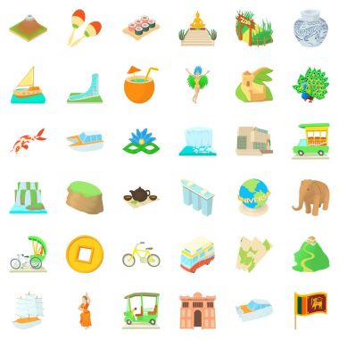 Turist Icons set, karikatür tarzı