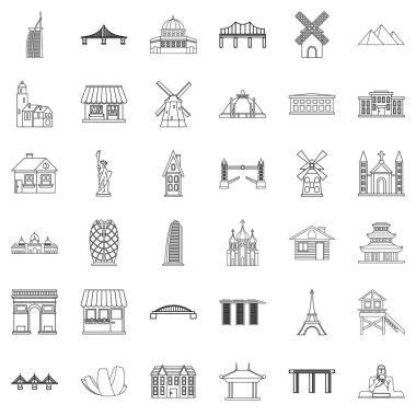 Turist Icons set, anahat stili