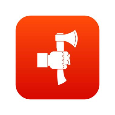 El tutma balta ile ahşap sapı simgesi dijital kırmızı