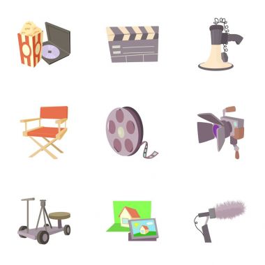 Film üretim Icons set, karikatür tarzı