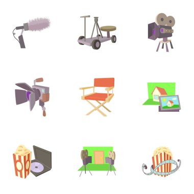 Film oluşturma Icons set, karikatür tarzı