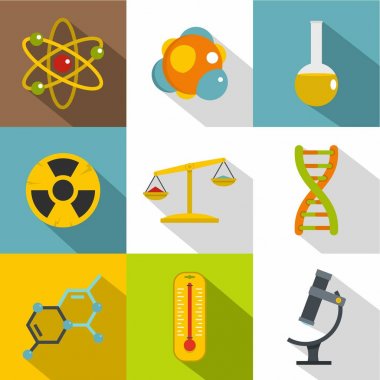 Kimyasal simge seti, düz stil