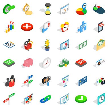 Ticaret Icons set, izometrik stili