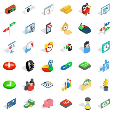 İşlem Icons set, izometrik stili