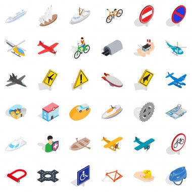 Ulaşım Icons set, izometrik stili