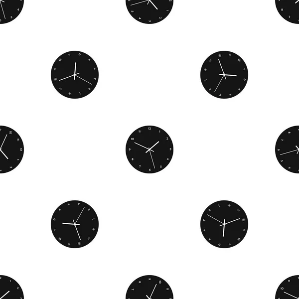 Patrón de reloj sin costura negro — Archivo Imágenes Vectoriales