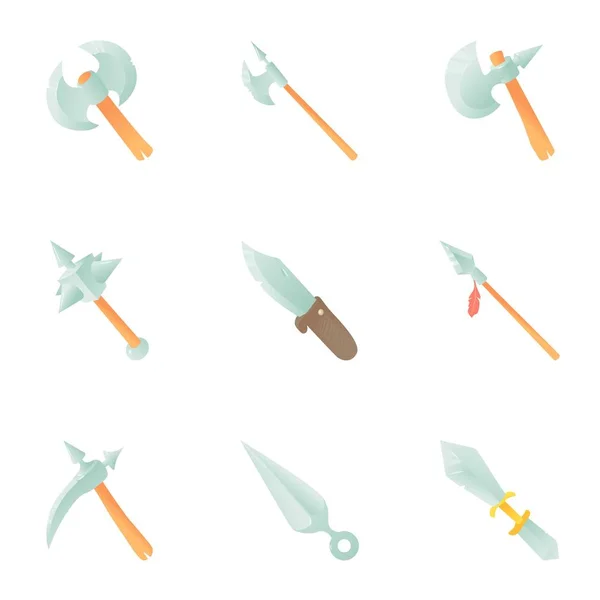 Conjunto de iconos de armas medievales, estilo de dibujos animados — Vector de stock