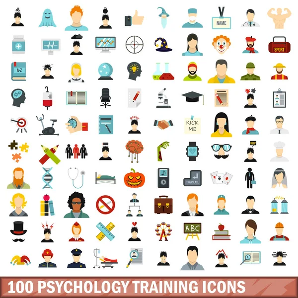 100 psikoloji eğitimi simgeler kümesi, stil düz